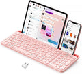 Cute Wireless Bluetooth Keyboard with Number Pad - Sakura Pink