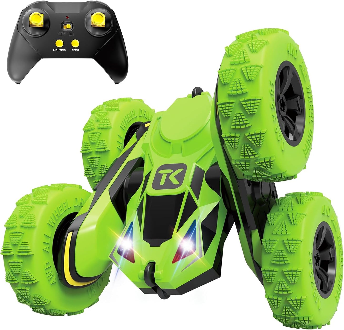 360-Degree Flips RC Stunt Car, Double-Sided Driving, Green