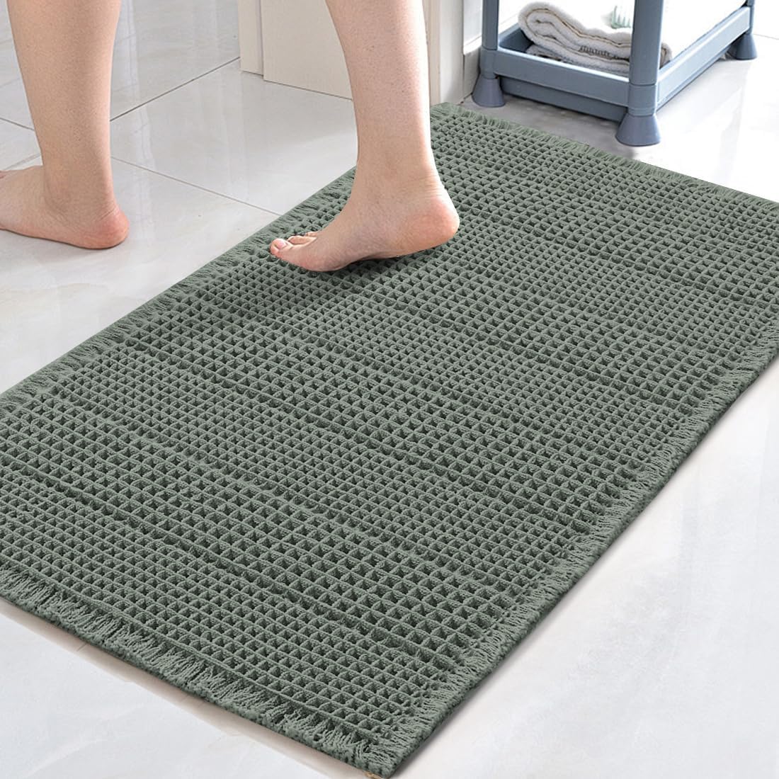 H.VERSAILTEX Upgraded Waffle Bath Mat for Super Absorbency