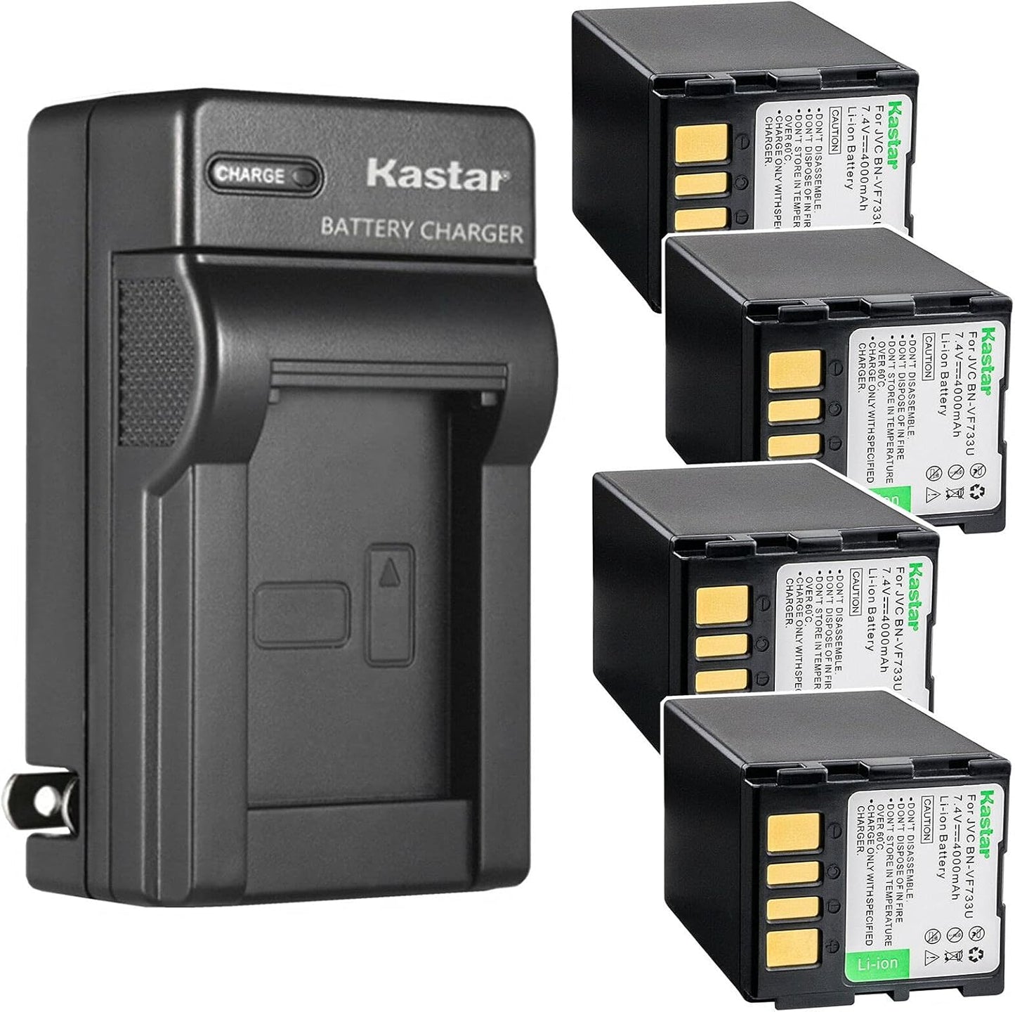 Kastar 4-Pack Battery and AC Wall Charger for JVC Cameras