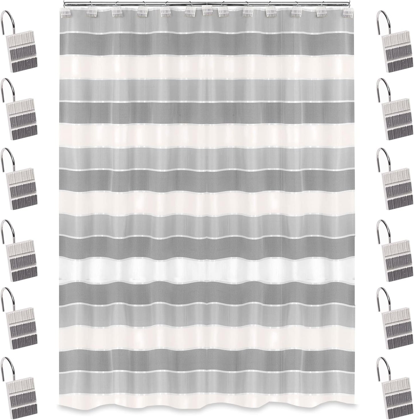 Zahari Home 13pc Modern Line Shower Curtain Set for Elegance