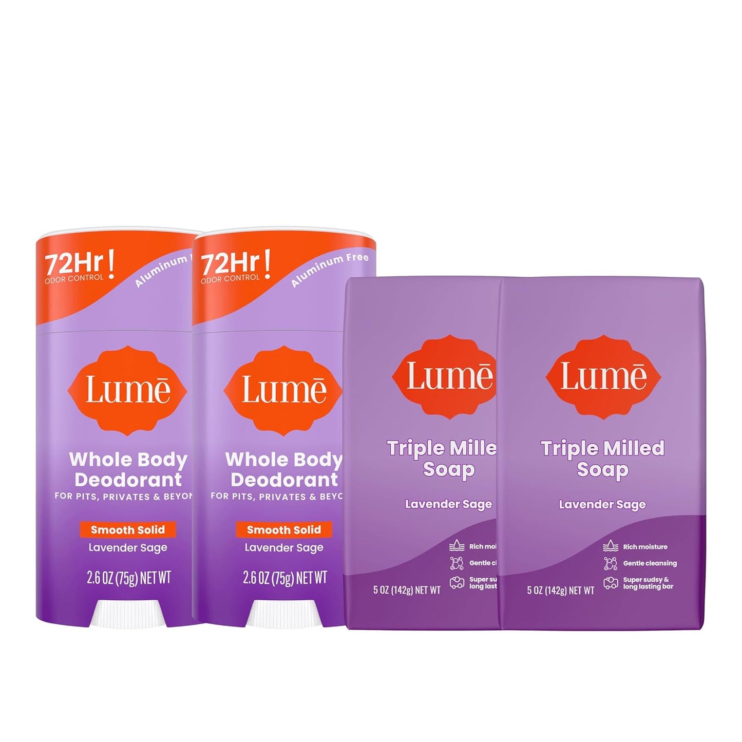 Lume Whole Body Deodorant and Soap Bundle for Odor Control