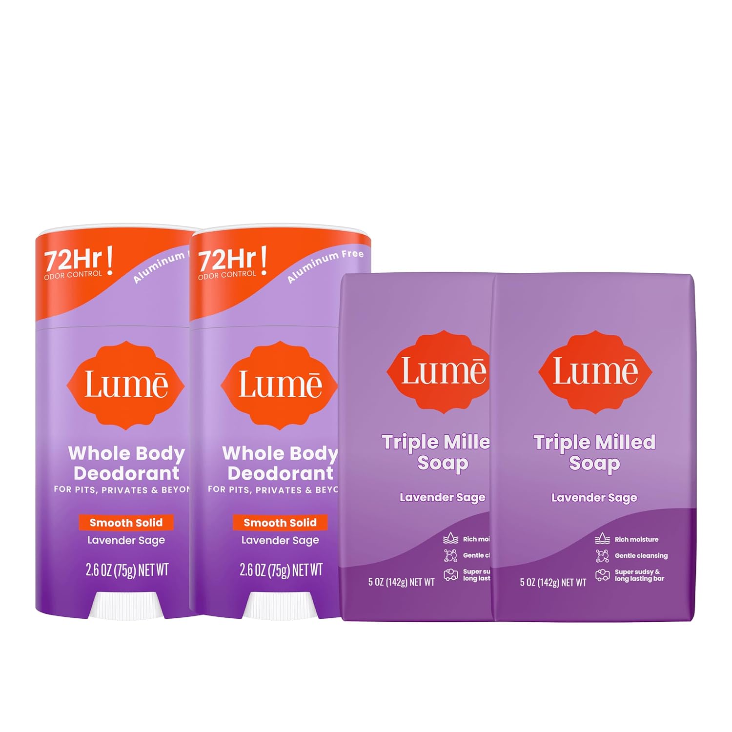 Lume Whole Body Deodorant and Soap Bundle for Odor Control