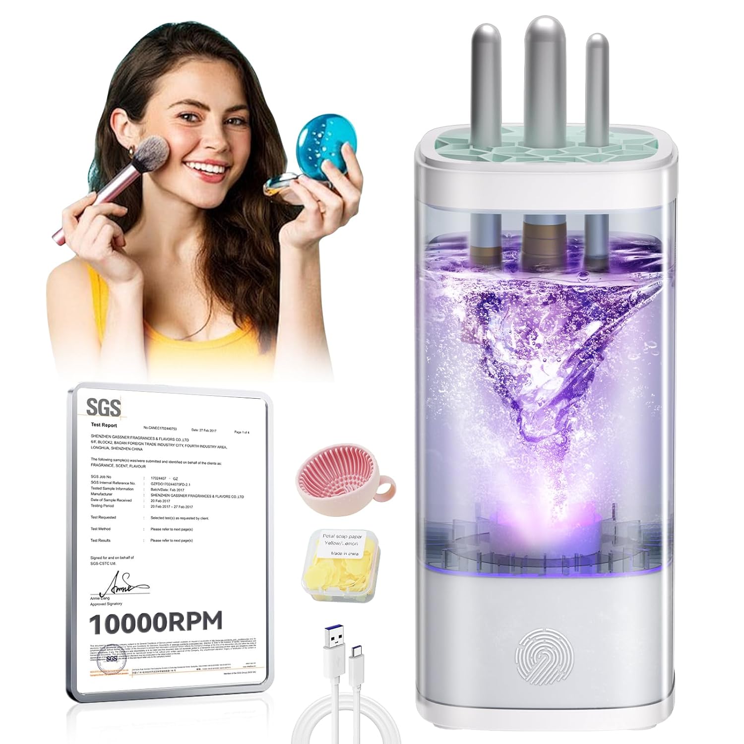 5.0 Upgraded Makeup Brush Cleaner Machine with 10,000 RPM Power