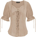 Renaissance Shirts for Women Plus Size Lace-up Tops - Soft Summer