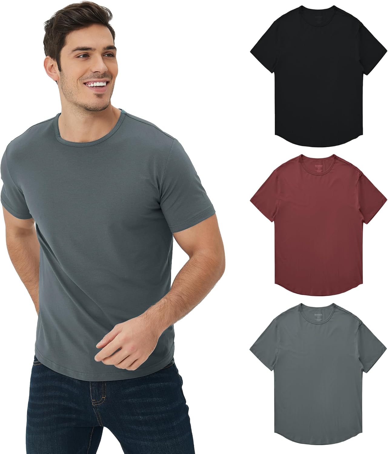 NETDRAW Men's Ultra Soft Bamboo Viscose T-Shirt for Comfort