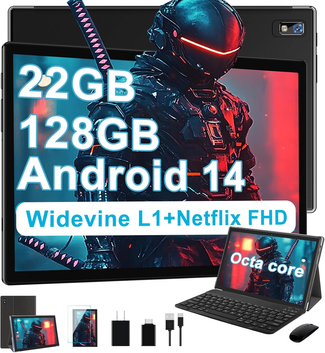 2025 Tablet 10 Inch Android 14 with 22GB RAM and 128GB ROM