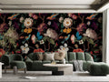 Floral Peel and Stick Wall Mural 148in x 98in - Vintage Black Flower