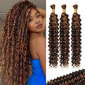 12A P4/30 Dark and Light Brown Human Braiding Hair 24in Deep Wave