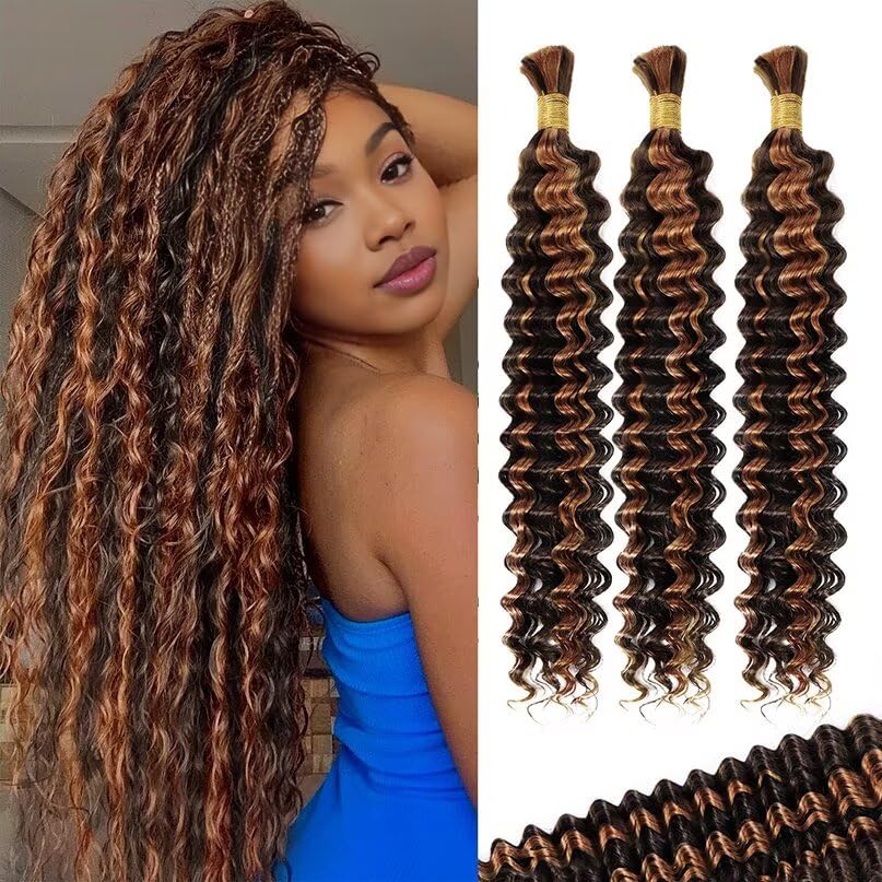 12A P4/30 Dark and Light Brown Human Braiding Hair for Boho