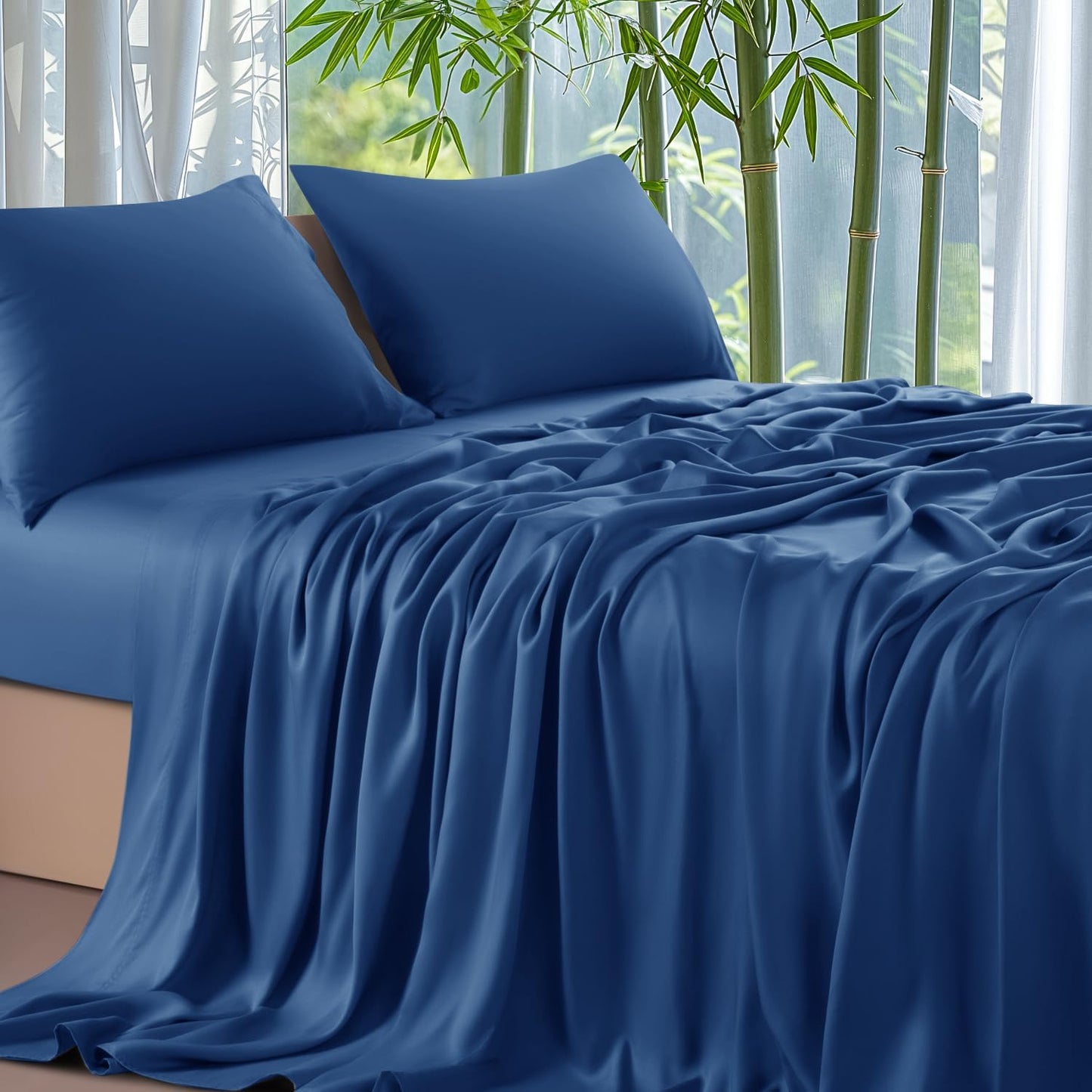 Ultra Cooling Bamboo Sheets Set for Cal King Size Beds