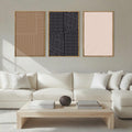 Extra Large Boho Wall Art Black Neutral Line Painting Set of 3