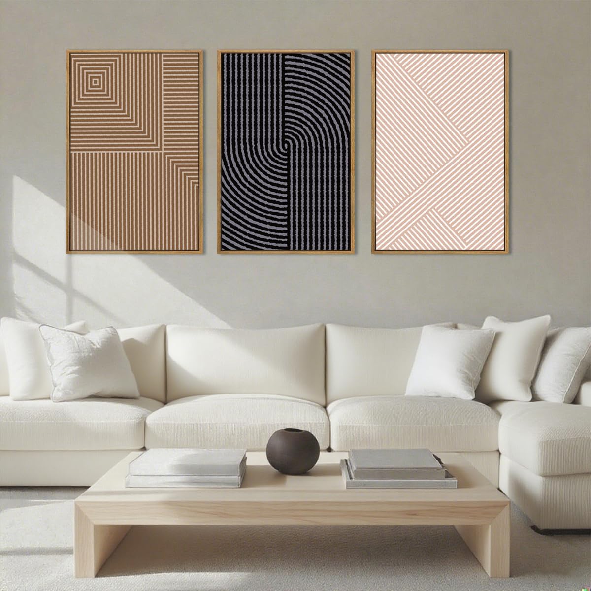 Extra Large Boho Wall Art Set of 3 for Modern Home Decor