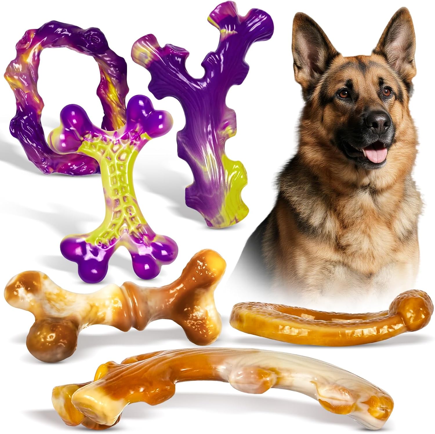 Indestructible Dog Toys for Aggressive Chewers - 6 Pack Set