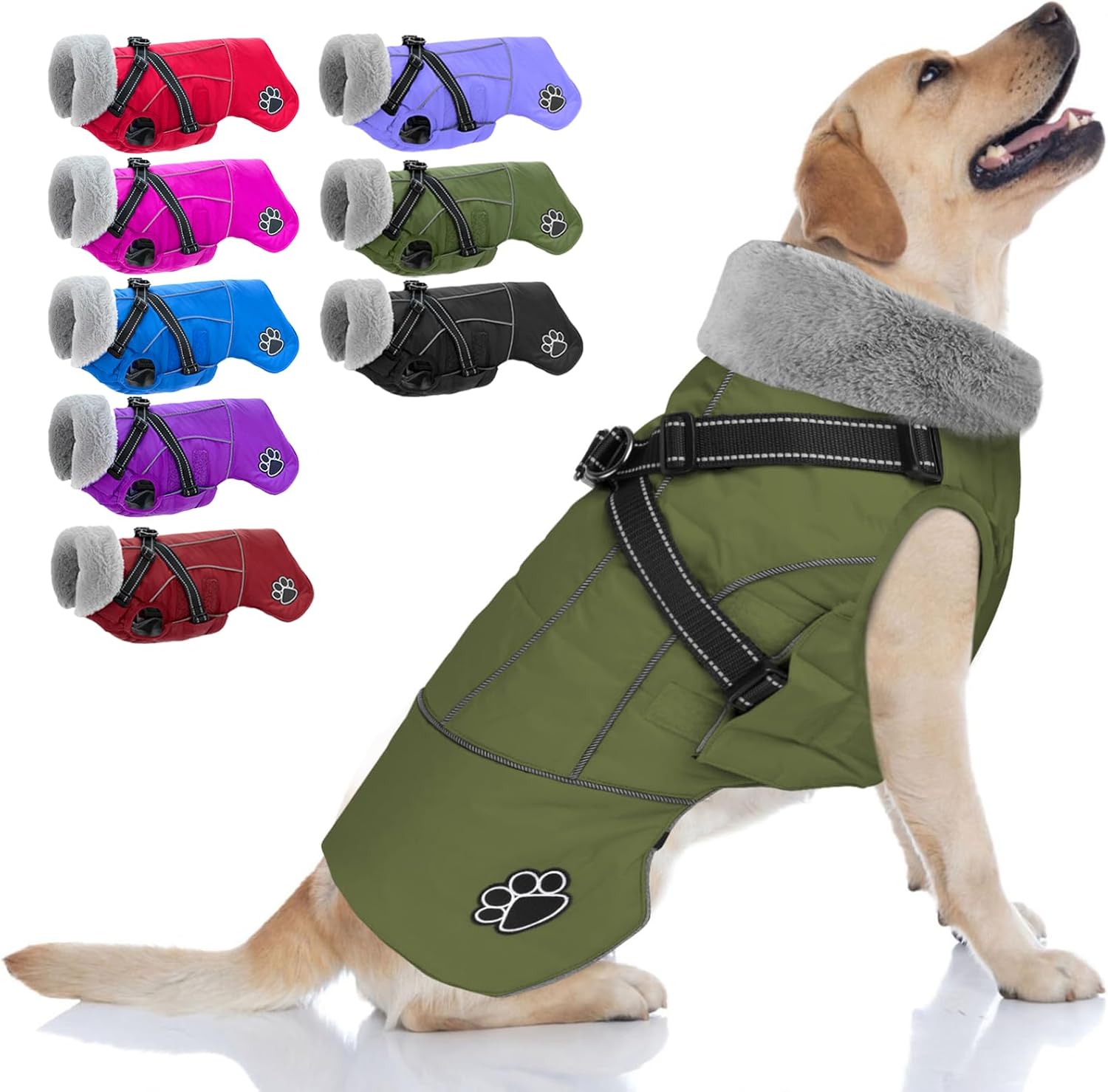 Doglay Dog Coat with Harness: Waterproof Winter Jacket for Dogs