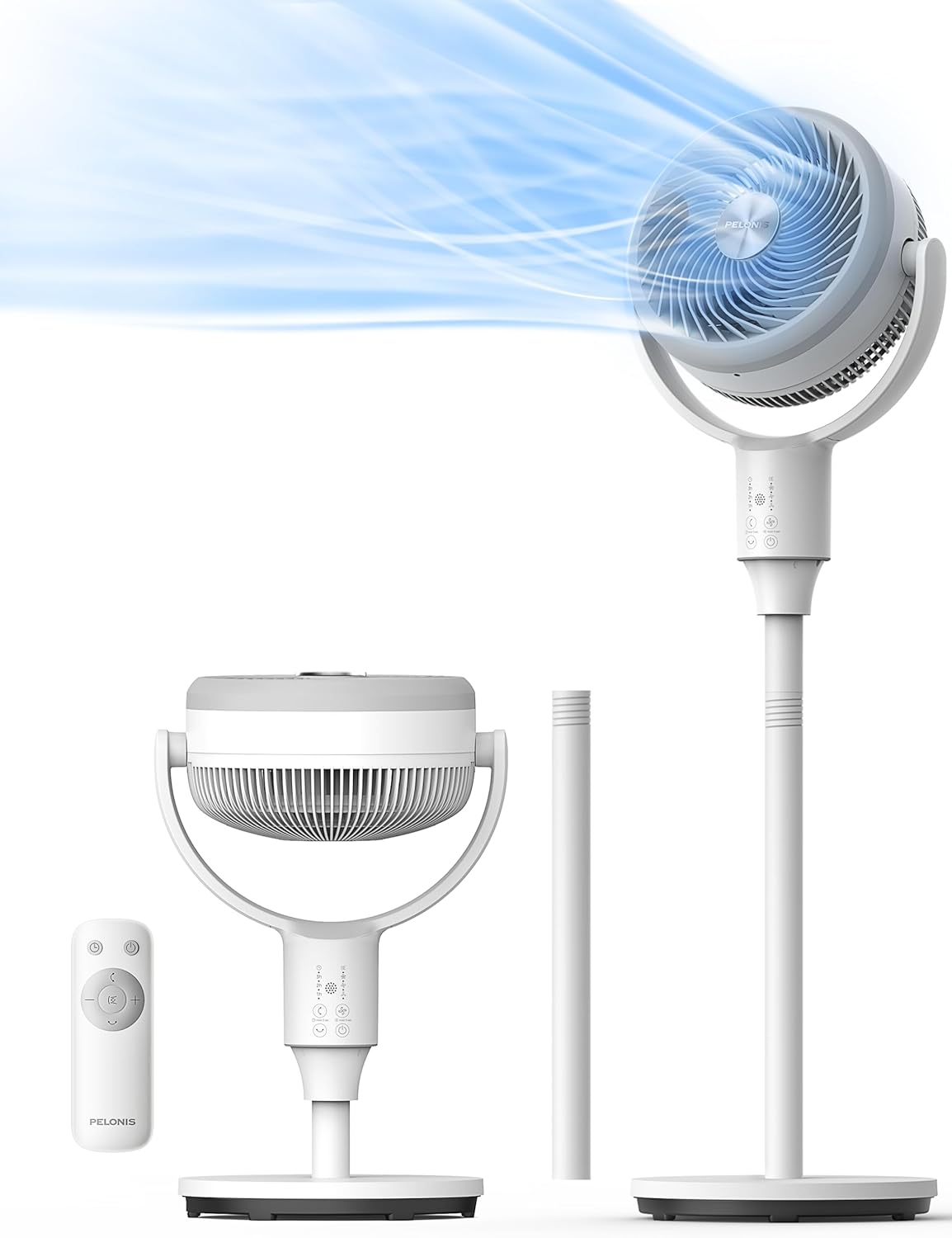 PELONIS Pedestal Fan: Quiet Air Circulator with Remote