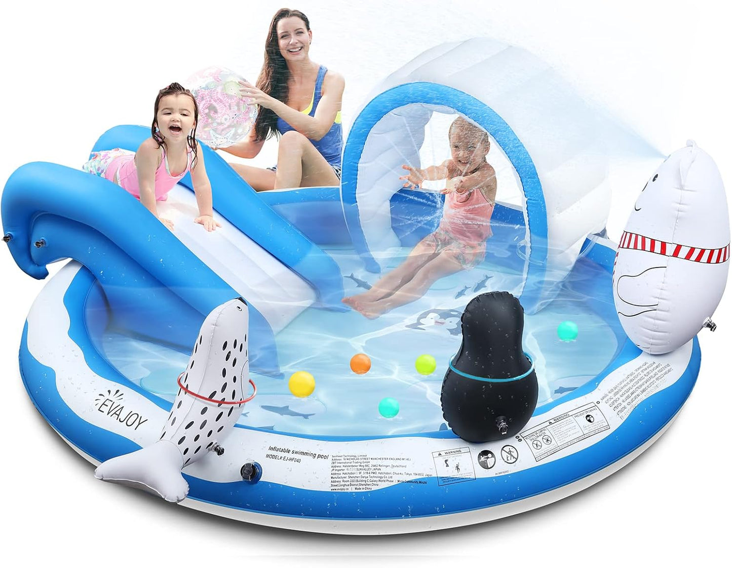EVAJOY Inflatable Play Center with Slide for Kids Fun