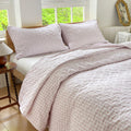 NSNLGSGC Pink Gingham King Quilt Set for Cozy Bedrooms