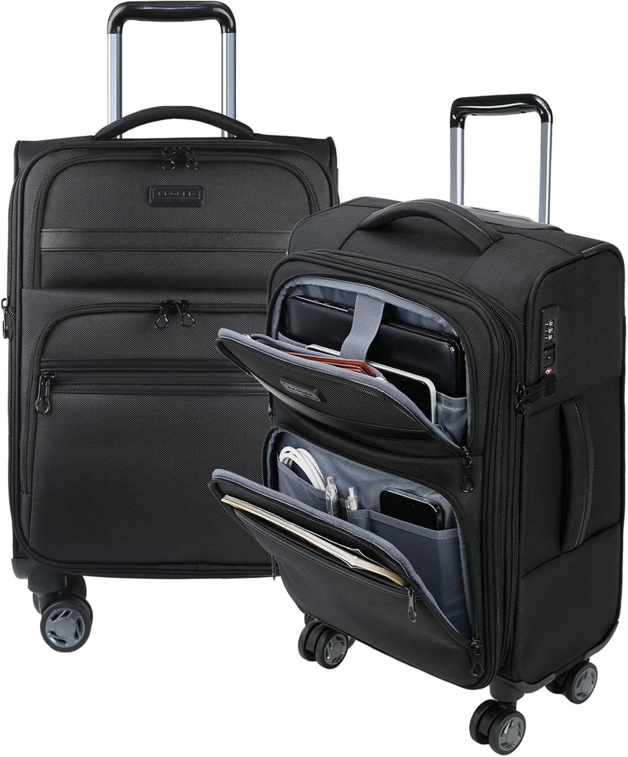 KROSER Softside Expandable Carry On Luggage with USB Port
