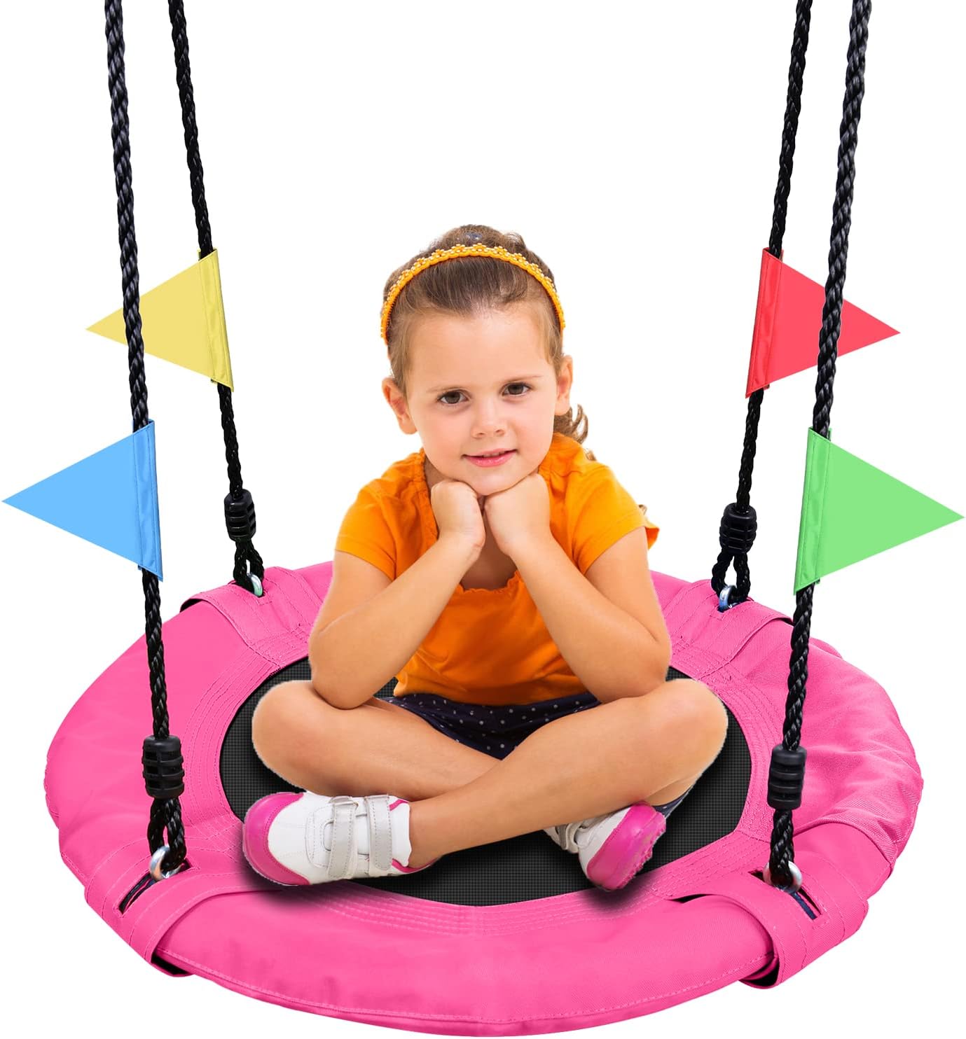 Odoland 24in Kids Tree Swing - Safe Outdoor Saucer Swing