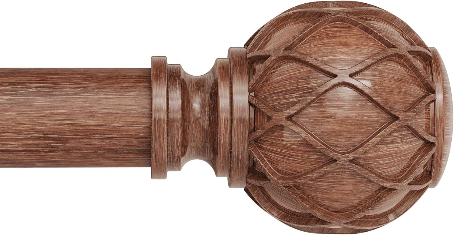 Wood Curtain Rods for Windows 72 to 144 Inch, Heavy Duty Design
