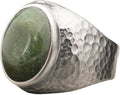Natural Aventurine Crystal Ring Men's Hammered Sterling Silver Elegant