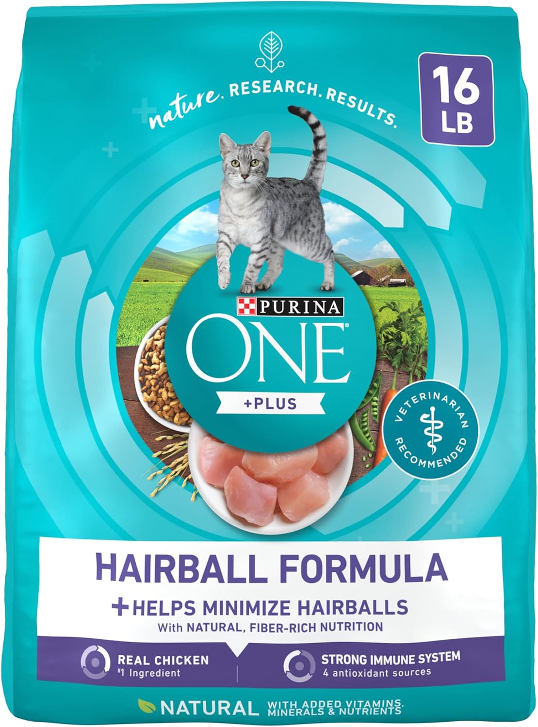 Purina ONE Natural Cat Food for Hairball Control - 16 lb Bag