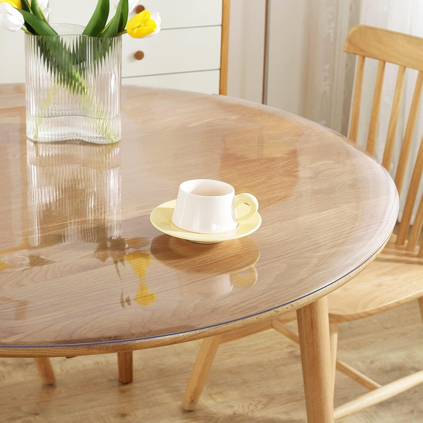 Royhom 48 Inch Clear Round Table Cover Protector for Dining