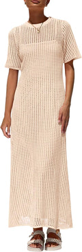 PRETTYGARDEN Eyelet Cover Up Dress - Beach Resort Maxi