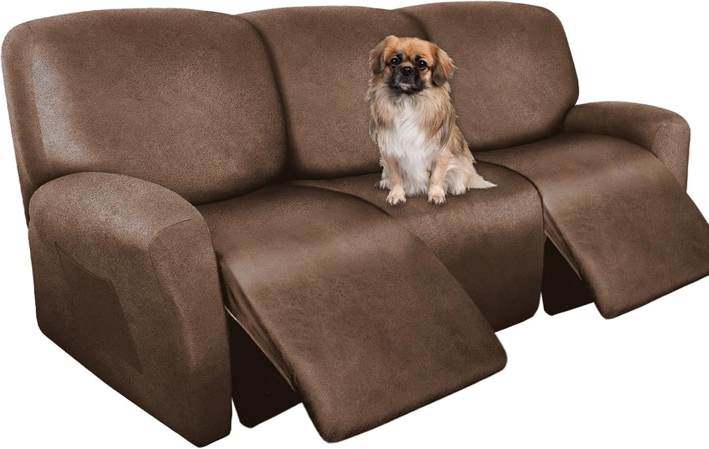 Recliner Couch Cover Leather Look for 3 Cushion Reclining Sofa