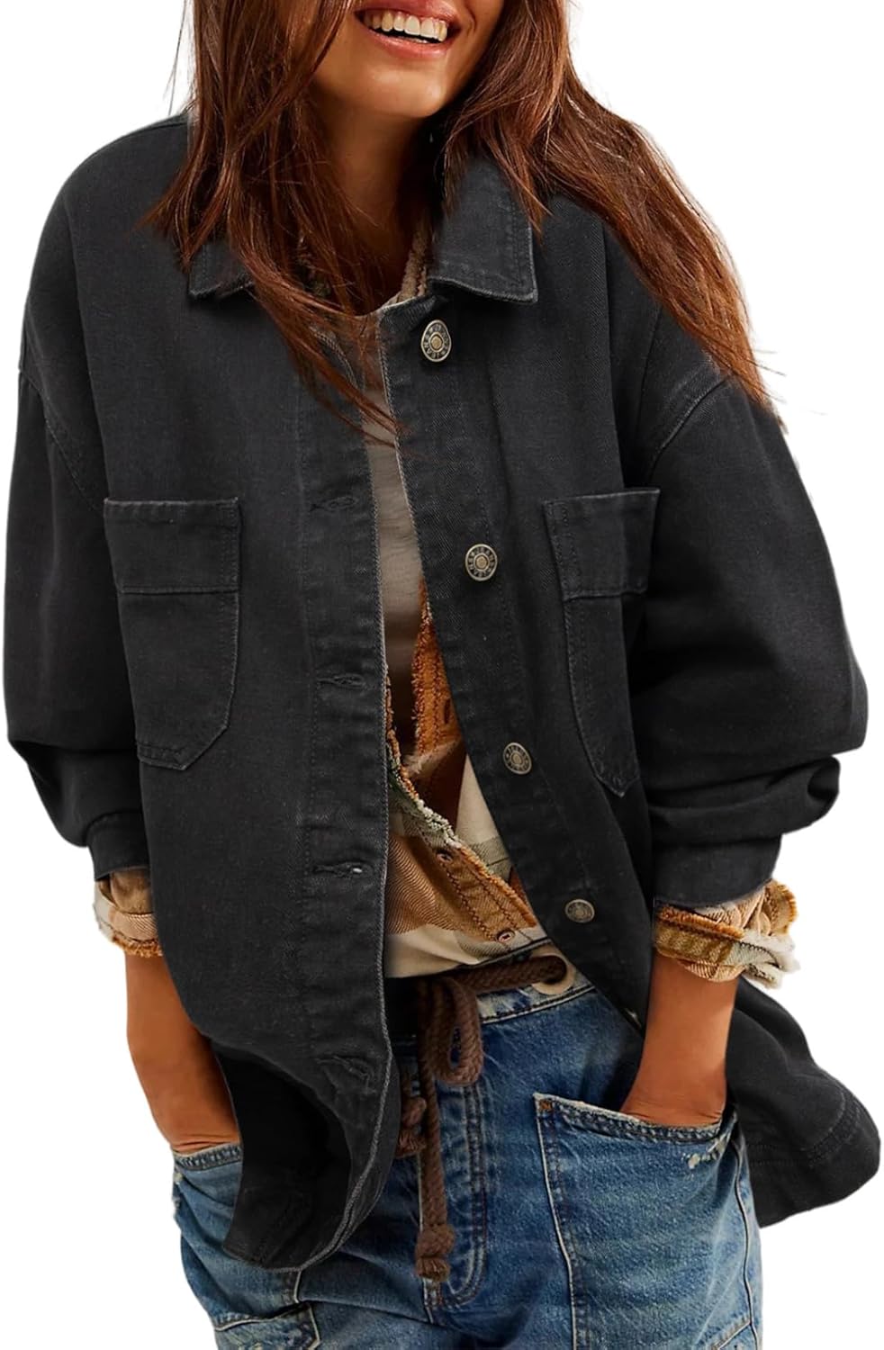 Trendy Oversized Boyfriend Jean Jacket for Women by Sidefeel