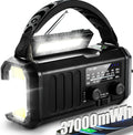 Hand Crank Emergency Radio Black - 37000mWh Solar NOAA Weather Radio