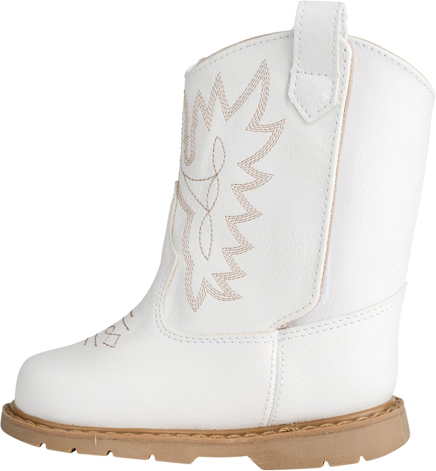 Baby Deer Kids Round Toe Western Boot for Toddlers in White
