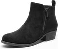 Womens Ankle Boots Low Chunky Heel Side Zipper Booties - Comfortable