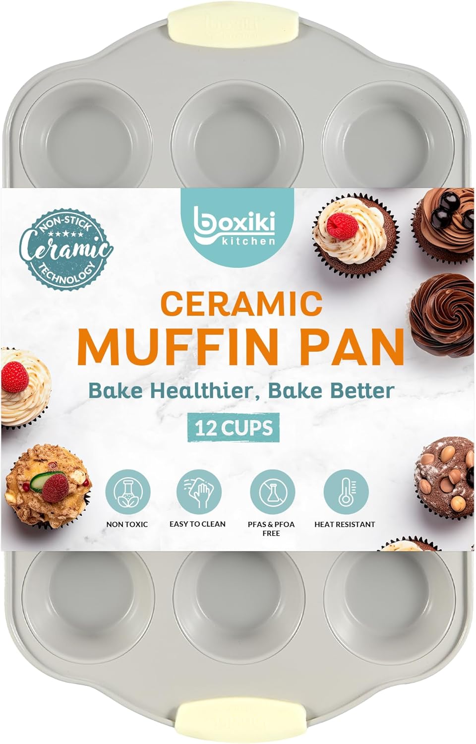 Boxiki Kitchen Muffin Pan - Durable Nonstick Baking Tray