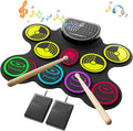 Electronic Drum Set Roll-up Practice Pad with Pedals - Portable