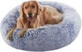 36in Donut Dog Bed for Large Dogs - Calming Fluffy Round Bed