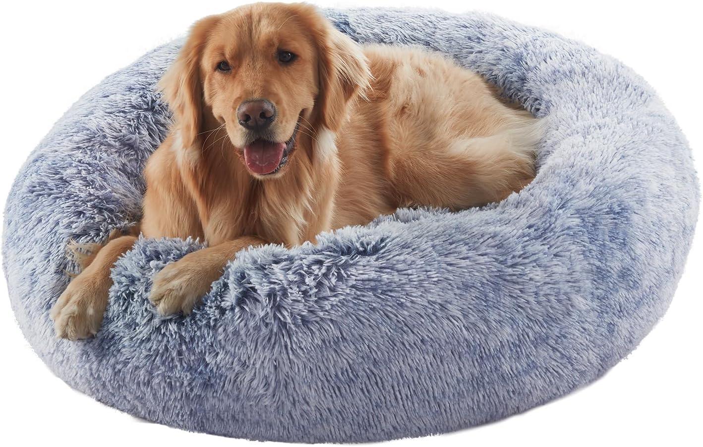 36in Donut Dog Bed for Large Dogs - Calming Fluffy Round Bed