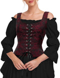 Renaissance Corset Vest Women Pirate Medieval Floral Top - Versatile