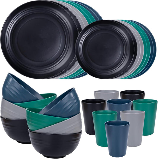 Wheat Straw Dinnerware Sets for 8 - Unbreakable and Fun Colors