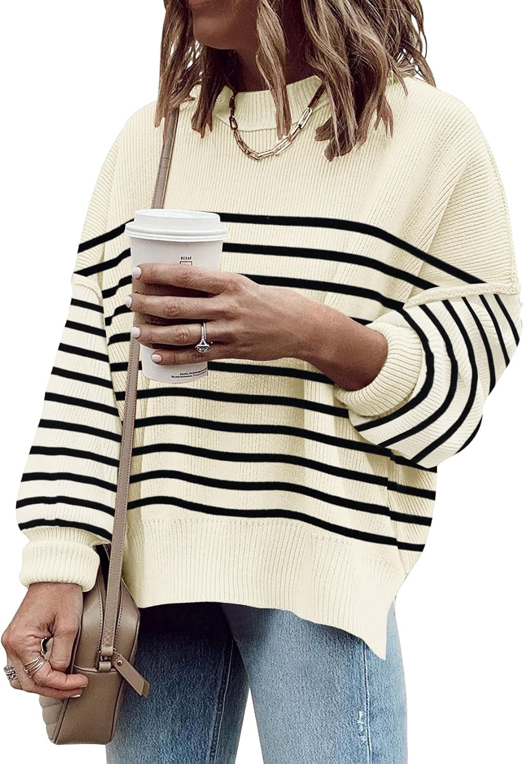 Women's Oversized Crewneck Sweater for Cozy Fall Fashion