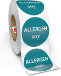 Kenco Allergen Warning Stickers 1 in Circle Labels - 6 Pack (Soy)