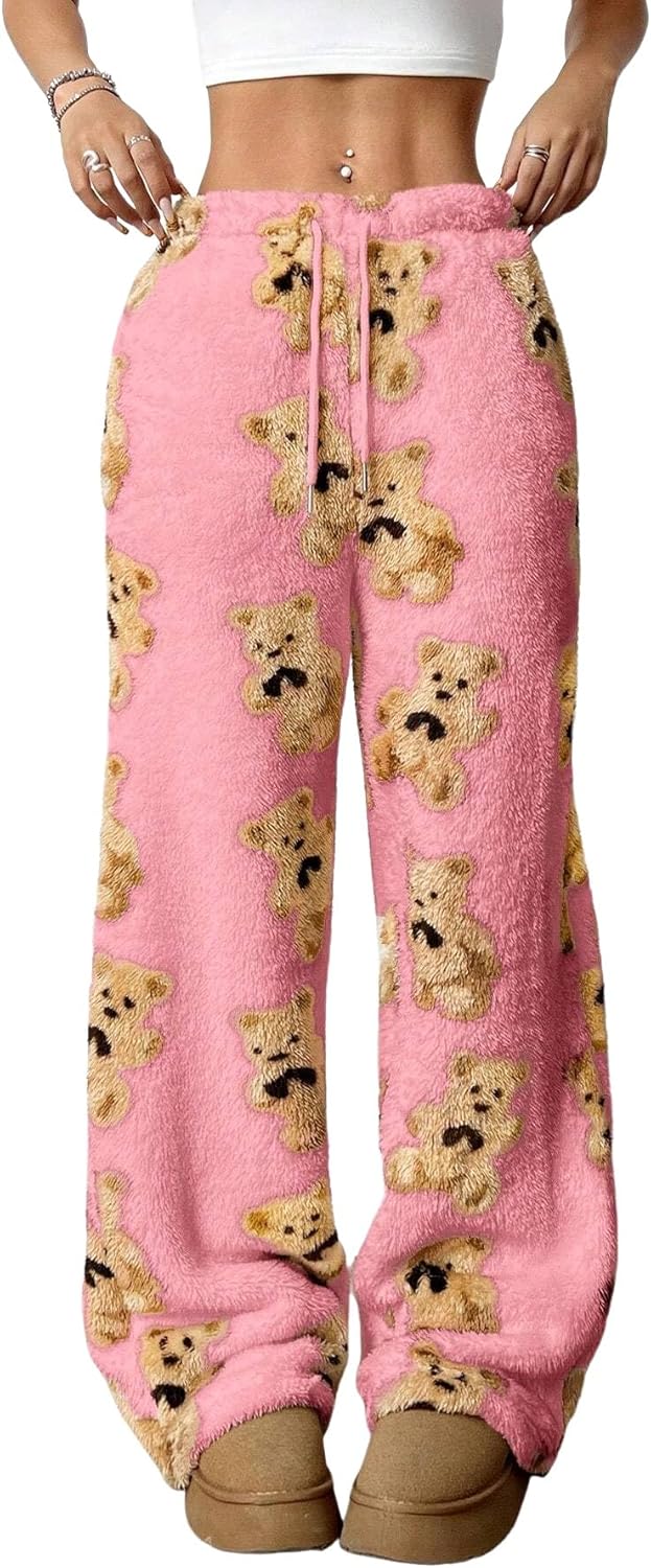 ZAFUL Women's Fuzzy Plush Pajama Pants for Cozy Comfort