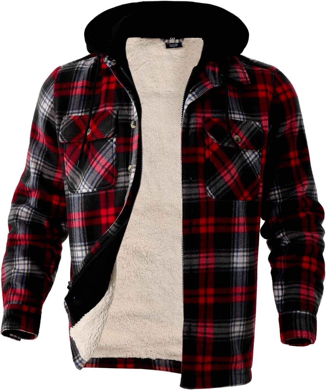 Winter Heavy Warm Sherpa Lined Fleece Plaid Flannel Jacket