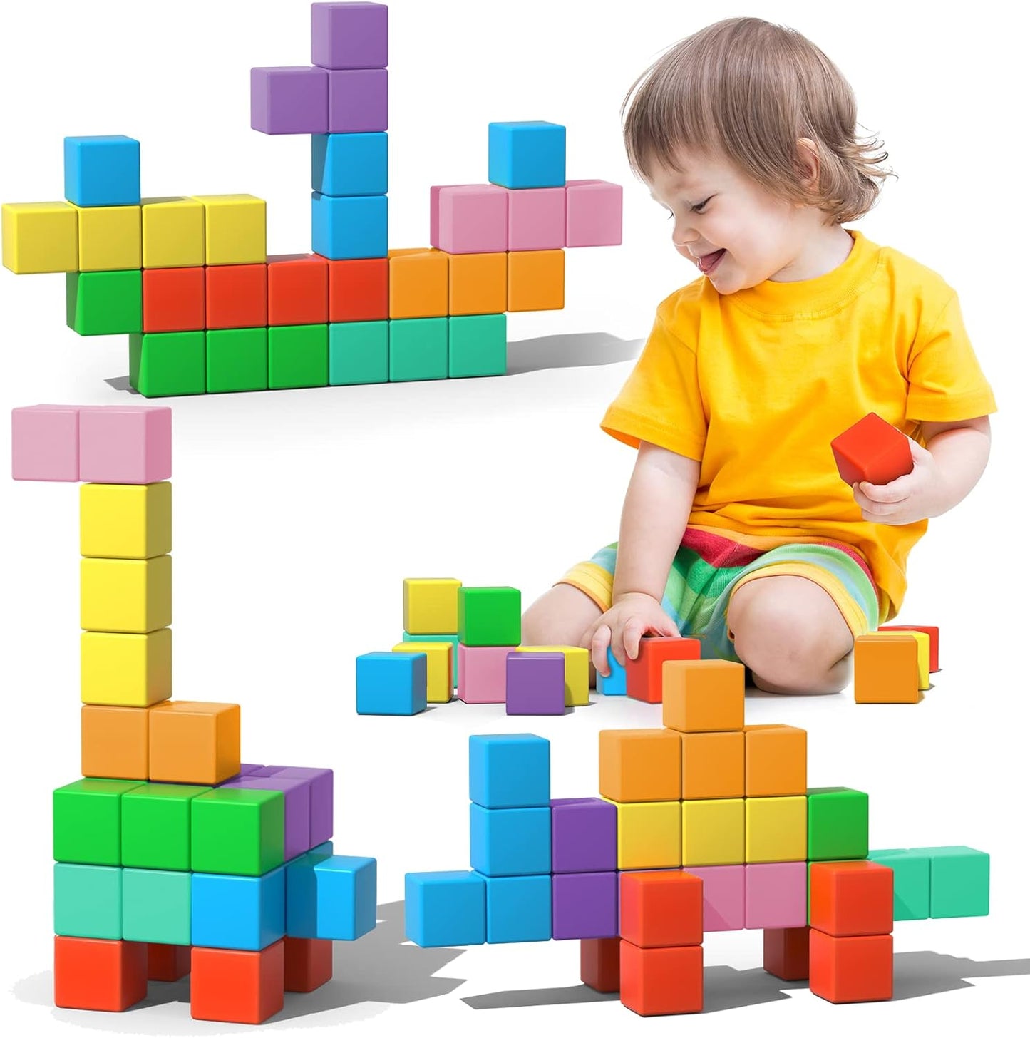 Large Magnetic Blocks Travel Set for Toddlers 3-5 Years Old