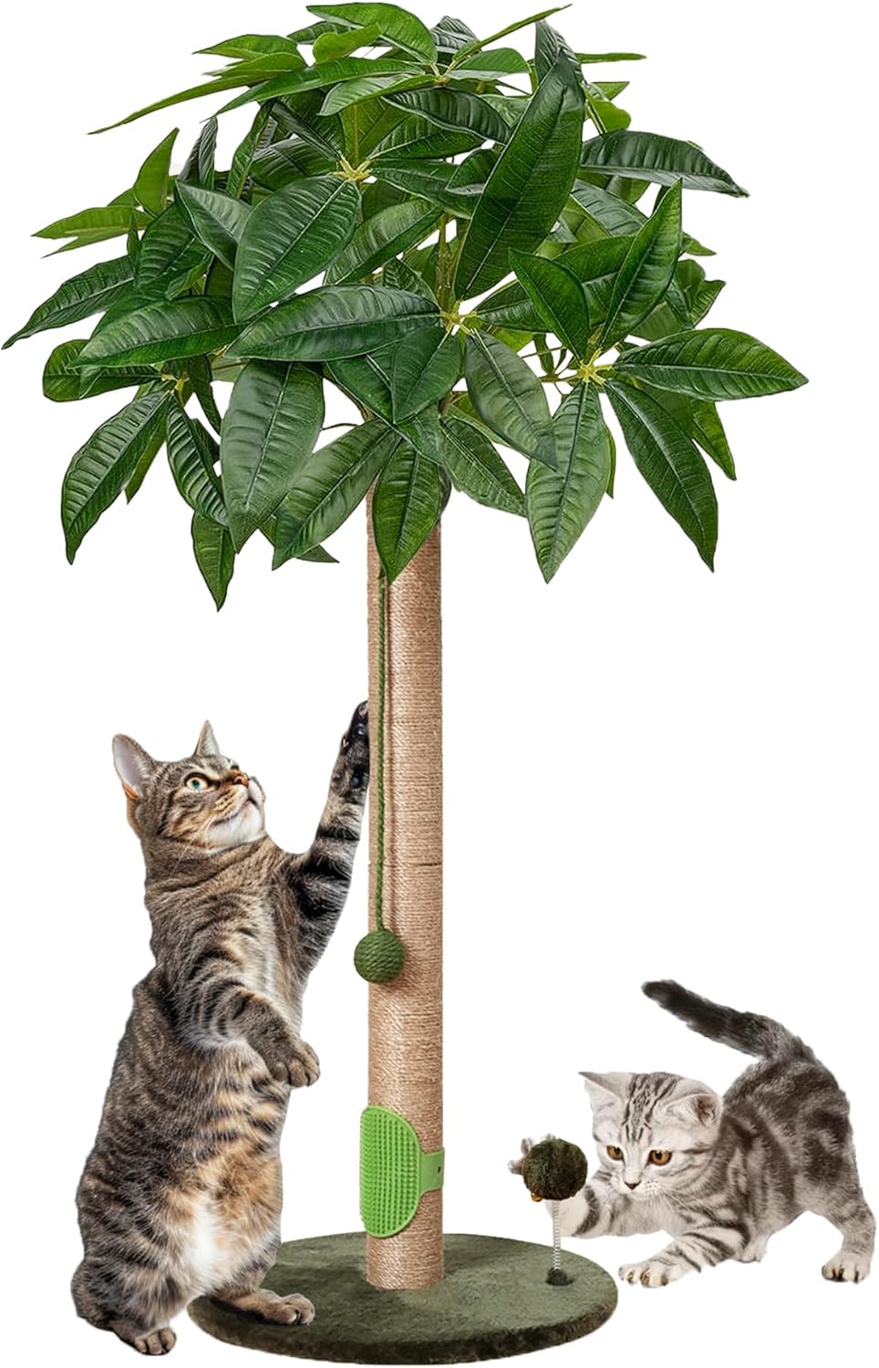 33 Inch Tall Cat Scratching Post with Interactive Toys for Cats