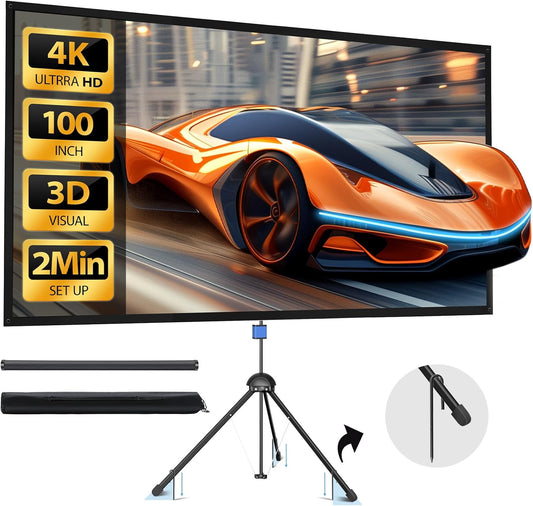 100 Indoor Outdoor Projector Screen | 4K HD | Portable & Durable | HYZ