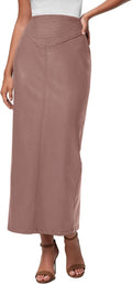 PRETTYGARDEN Long Skirts for Women - Chic Faux Leather Maxi