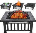 Multifunctional Fire Pit Table 32 in Square - 3-in-1 Outdoor Heater