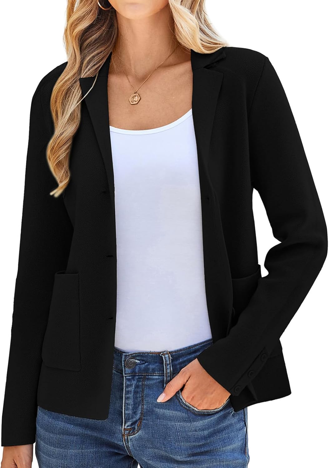 Women's Long Sleeve Casual Blazer for Work and Office Style